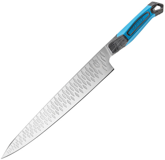 Gerber Sengyo Slicer Fixed Blade Cyan Blue Chef Kitchen Knife G3866