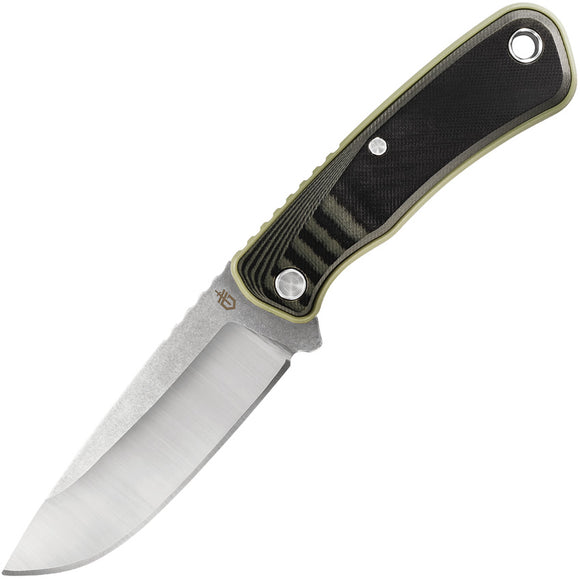 Gerber Downwind Fixed Blade Knife Black/Green G10 Stainless Drop Point 3931