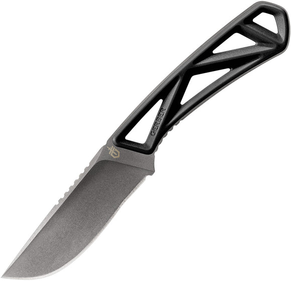 Gerber Exo-Mod Black Skeletonized Fixed Blade Knife + Clip 4084
