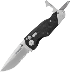 Gerber Obsidian Linerlock Serrated 440 Black GRN Multi Tool Folding Knife 41022