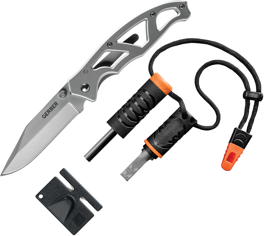 Gerber Paraframe Combo Gray Smooth Folding Stainless Steel Pocket Knif ...