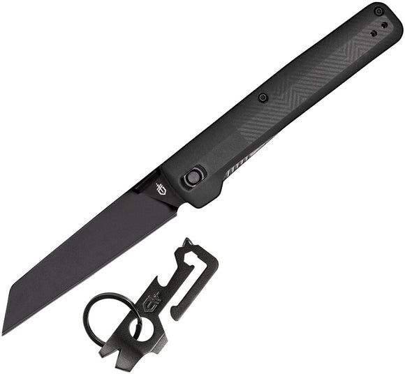 Gerber Pledge Linerlock Black Folding Knife & Mullet Keychain 2pc Set 4170MPDQ