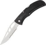 Gerber E-Z Out Black Lockback Partially Serrated Folding Knife USA Made 46751