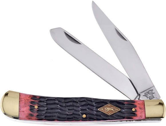 German Bull Trapper Red Pick Bone Handle Folding Stainless Clip Knife 010RPB