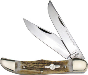 German Bull Folding Hunter Deer Stag Handle Folding Stainless Clip Knife 069DS