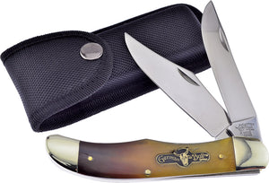 German Bull Pocket Knife Hunter Ox Horn Folding Stainless Clip & Skinner 069OX