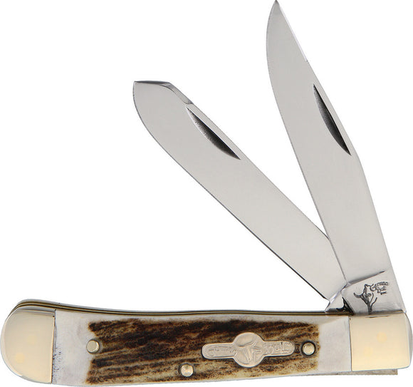 German Bull Trapper Deer Stag Slip Joint Deer Stag Handle Folding Stainless Knife 254