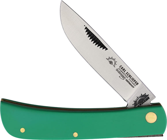 German Eye Clodbuster Folding Pocket Knife Slip Jt Green Stainless Clip Pt 99JRG