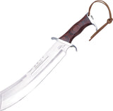 GIL HIBBEN Brown Wood 17-1/2" IV COMBAT Machete Knife + Leather Sheath 4 5008