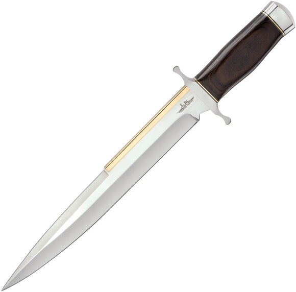 Hibben Old West Toothpick Black Wood AUS-6 Fixed Blade Knife w/ Sheath 5019