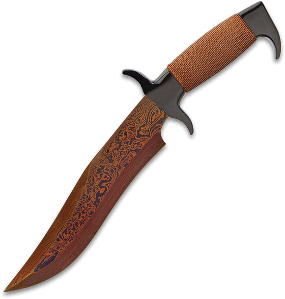Hibben Highlander HellFyre Copper Wire Damascus Fixed Blade Knife w/ Sheath 5089