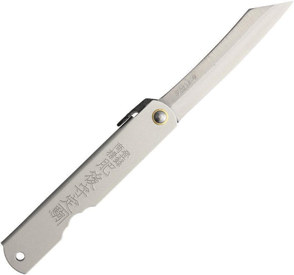 Higonokami Knives No 10 Silver Folding Pocket Knife Blue Paper Steel Blade