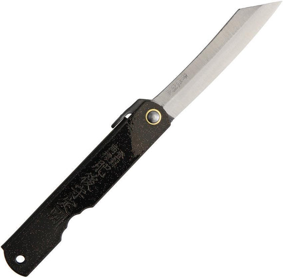 Higonokami Knives No 4 Black Folding Pocket Knife Blue Paper Steel Blade