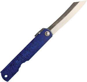 Higonokami Knives No 8 Blue Folding Pocket Knife Blue Paper Steel Blade