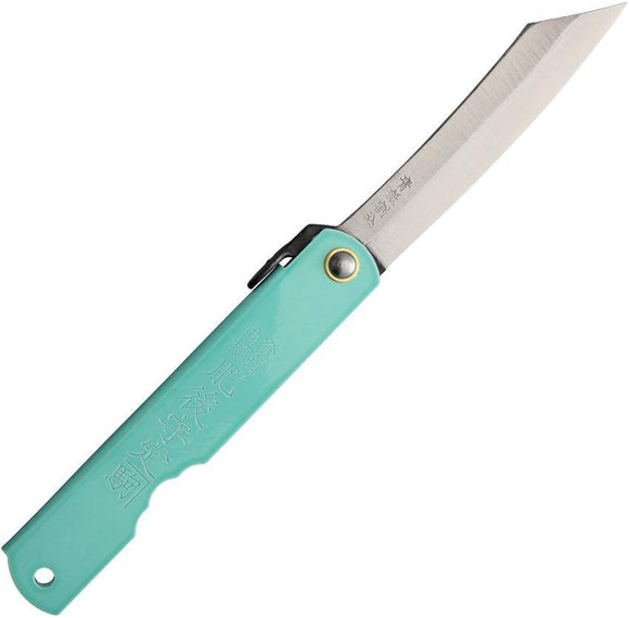 Higonokami Knives Green Ceramic Folding Pocket Knife Blue Paper Steel Blade