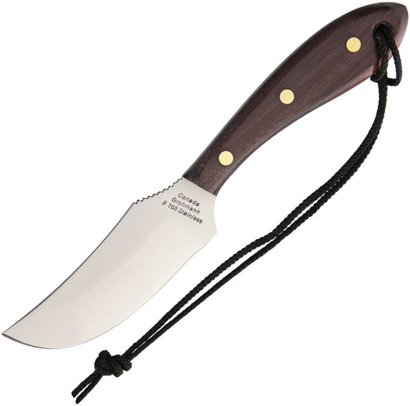 Grohmann Short Blade Skinner Brown Wood Fixed Knife w/ Sheath 103S