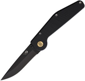 GT Knives Automatic Police Knife Button Lock Black Aluminum ATS-34 Drop Point Blade 103