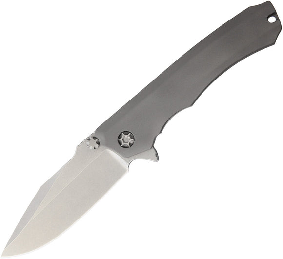 Heretic Knives Wraith Gray Aluminum Stonewash Framelock Folding Knife 0012AGY