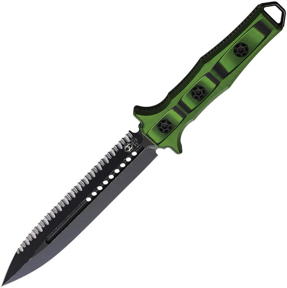 Heretic Knives Nephilim Fixed Blade Knife Black & Green G10 Elmax 0038CGRNBLK