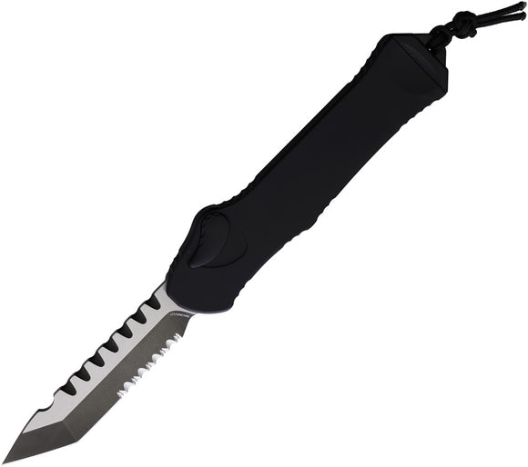 Heretic Knives Automatic Hydra Knife OTF Black Aluminum MagnaCut Serrated Blade 00611BT