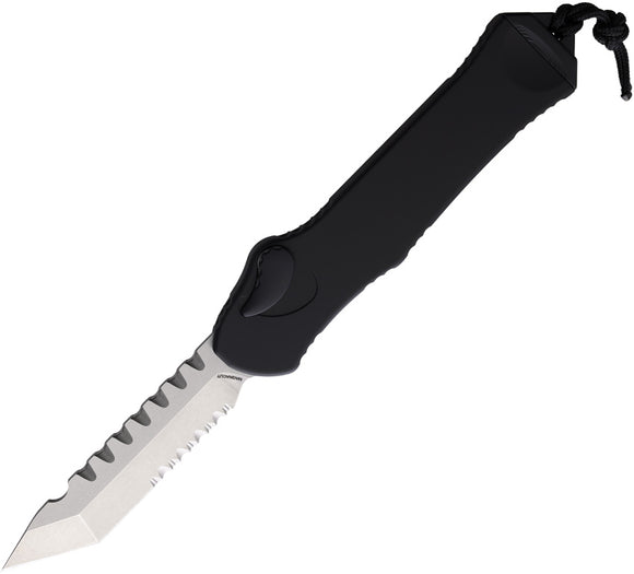 Heretic Knives Automatic Hydra Knife OTF Black Aluminum MagnaCut Serrated Tanto Blade 0062B