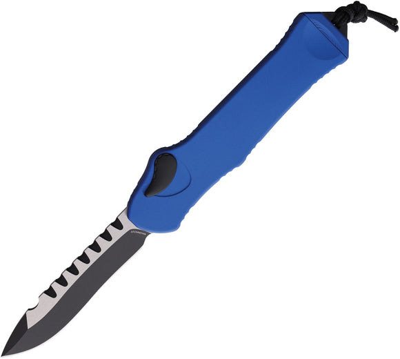 Heretic Knives Automatic Hydra Knife OTF Blue Aluminum MagnaCut Recurve Blade 00810ABLU