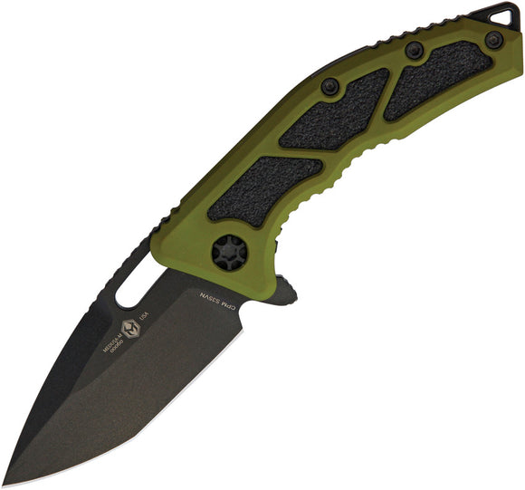 Heretic Knives Medusa Linerlock Green CPM S35VN Folding Knife 94agrn