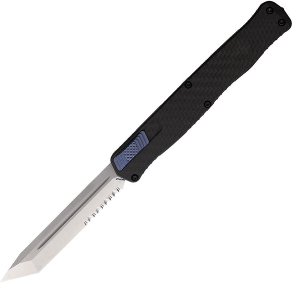 Heretic Knives Automatic Cleric II Knife OTF Carbon Fiber CPM-MagnaCut Serrated Blade 0192BCFBLU