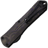 Heretic Knives Automatic Manticore E Knife OTF Black & Purple Aluminum & CF Elmax Blade 026B6APUCF