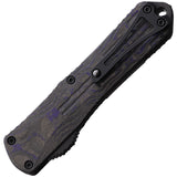 Heretic Knives Automatic Manticore E Knife OTF Black & Purple Aluminum & CF Elmax Serrated 026B6BPUCF