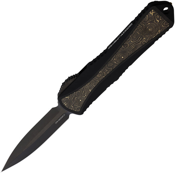 Heretic Knives Automatic Manticore Knife OTF Black Aluminum & Gold CF CPM-MagnaCut 0286AFCTIN