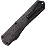 Heretic Knives Automatic Manticore X Knife OTF Black & Purple Aluminum & CF Elmax Clip Pt 030B6APUCF