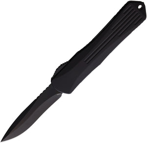 Heretic Knives Automatic Manticore X Knife OTF Black & Purple Aluminum & CF Elmax Drop Pt 0336APUCF