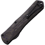 Heretic Knives Automatic Manticore X Knife OTF Black & Purple Aluminum & CF Elmax Drop Pt 0336APUCF