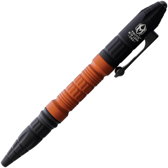 Heretic Knives Thoth Orange & Black Aluminum Bolt Action Tactical Pen 038ALOR