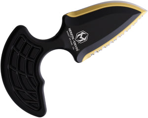 Heretic Knives Sleight Black & Gold Aluminum Serrated 20CV Push Dagger w/ Sheath 0509C
