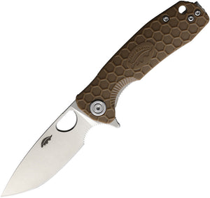 Honey Badger Knives Small Linerlock Tan GRN Folding 8Cr13MoV Knife 1022