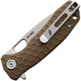 Honey Badger Knives Small Linerlock Tan GRN Folding 8Cr13MoV Knife 1022