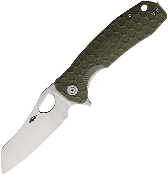Honey Badger Knives Large Green Warncleaver Linerlock Folding Knife 1033
