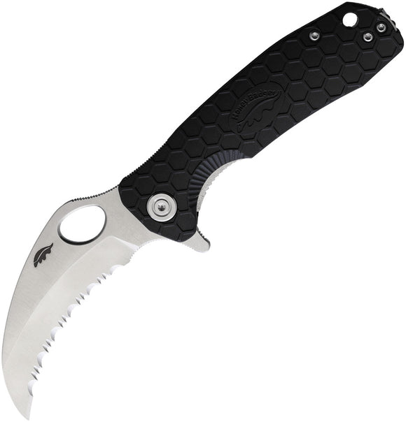 Honey Badger Knives Medium Claw Black Serrated Linerlock Folding Knife 1131