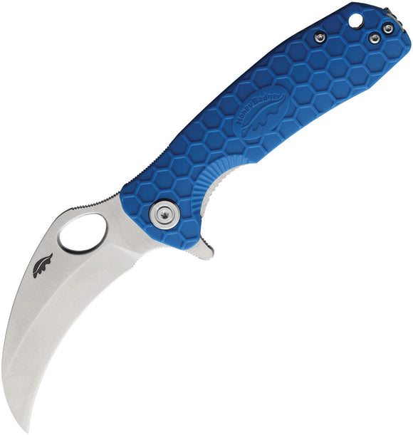 Honey Badger Knives Claw Medium Blue Linerlock Serrated Folding Knife 1149