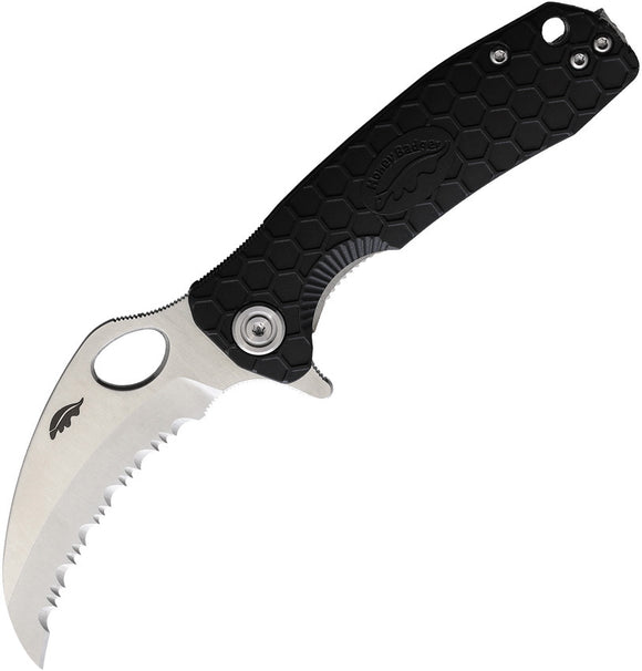 Honey Badger Knives Small Claw Linerlock GRN Folding Serrated Knife 1151