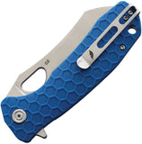 Honey Badger Knives Large Warncleaver Linerlock Blue GRN Folding D2 Knife 1158