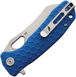 Honey Badger Knives Warncleaver Linerlock Blue GRN Folding D2 Steel Knife 1164