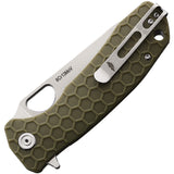 Honey Badger Knives Large Leaf Linerlock Green Folding 8Cr13MoV Knife 1290