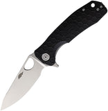 Honey Badger Knives Medium Leaf Linerlock Black Folding 8Cr13MoV Knife 1298