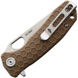 Honey Badger Knives Small Leaf Linerlock Tan Folding 8Cr13MoV Pocket Knife 1309