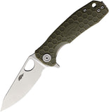 Honey Badger Knives Small Leaf Linerlock Green Folding 8Cr13MoV Knife 1310