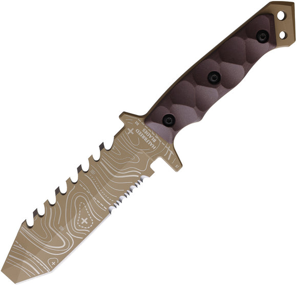 Halfbreed Blades Emergency Rescue Topo Tan G10 D2 Fixed Blade Knife ERK01TOPODE