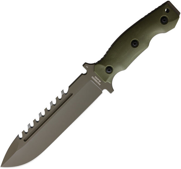 Halfbreed Blades Large Survival Green G10 K110 Steel Fixed Blade Knife w/ Sheath LSK01OD